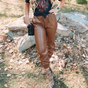 A New Day Brown Faux Leather Joggers